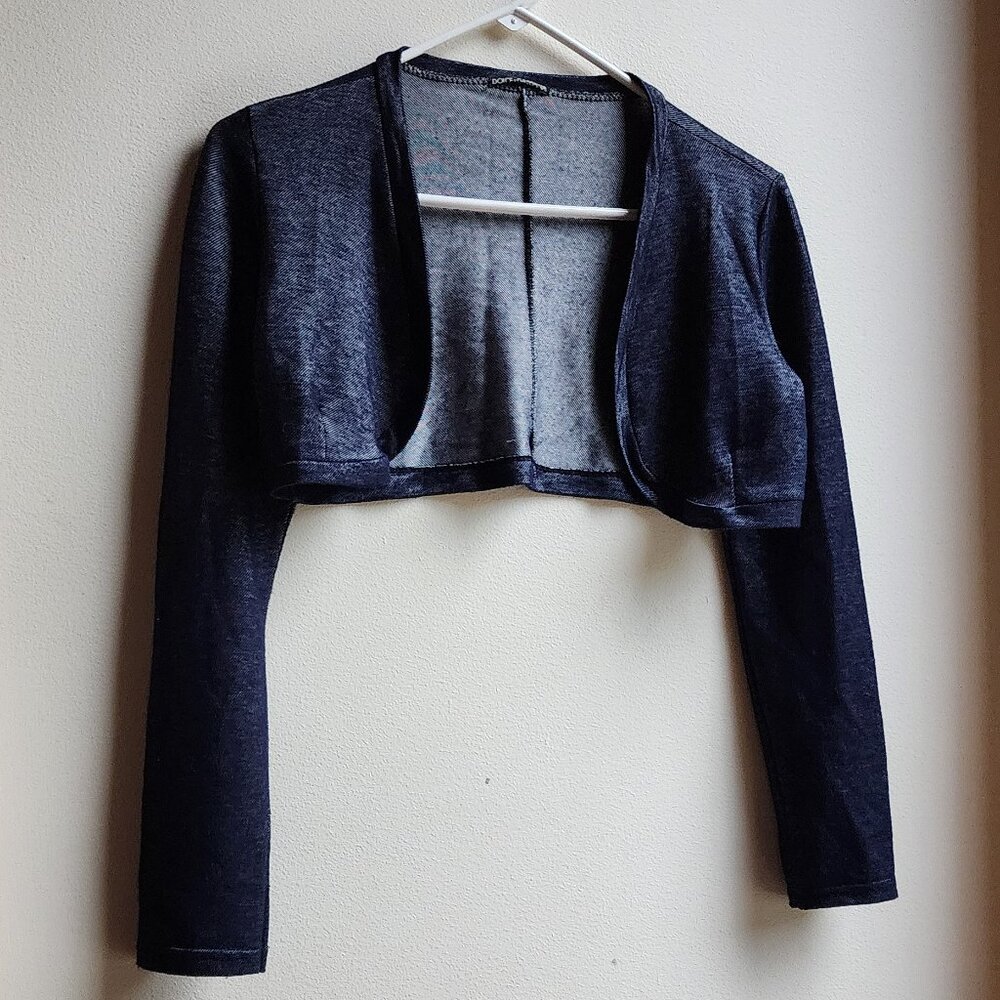 Dolce & Gabbana Navy Velure Cropped Shrug